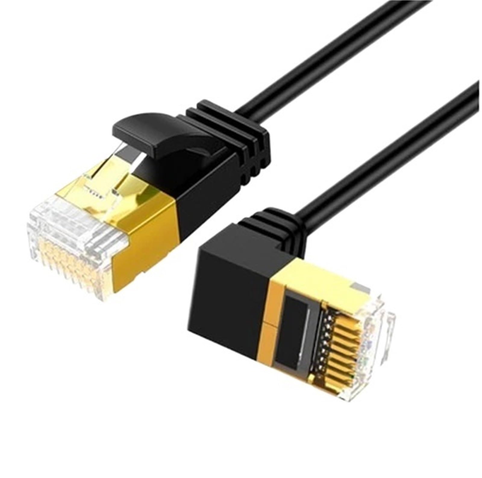 Cienki kabel Ethernet RJ45 Cat7 6 Lan Ultra cienki kabel sieciowy UTP RJ45 do kompatybilnego z Cat6 kabel krosowy 90 stopni kątowy (100 cm, Cat7-Down)