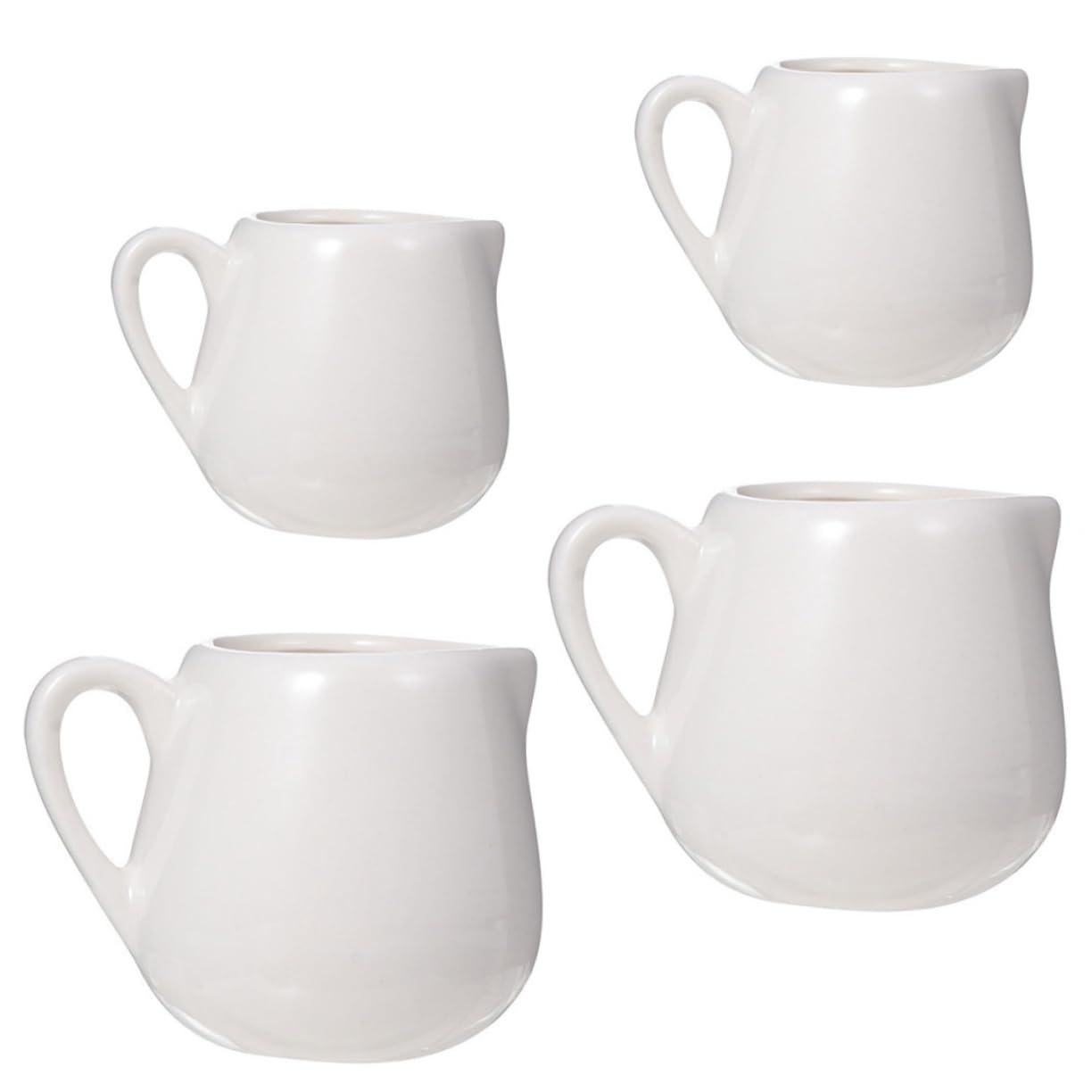 COLLBATH Mini Set 4 Pack Ceramic Creamer Jugs Handle Sauce Storage Cups for Kitchen Restaurant Catering