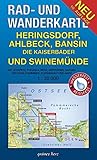  Rad- und Wanderkarte Heringsdorf, Ahlbeck, Bansin - Die Kaiserbäder und Swinemünde: Mit Ückeritz, Pudagla, Benz, Neppermin, Dargen, Zirchow, Kamminke, ... Garz. Maßstab 1:30.000. Wasser- und reißfest.