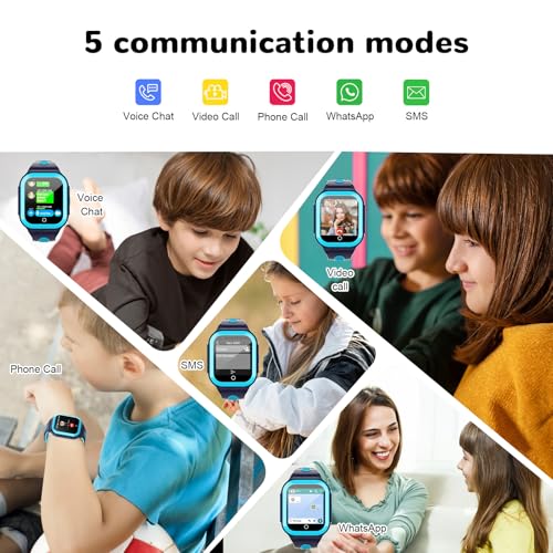 Image of Wonlex 4G Kids Smartwatch with SIM Card, 1.4 inch GPS Smart Watch for Kids, Boys Girls Phone Watch with Temperature HR BP Monitor, Video Calls, SOS, Camera, Pedometer, Alarm, Music Player(Blue)