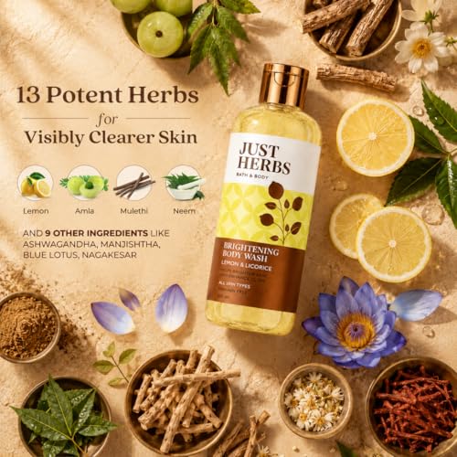 Image of Just Herbs Vitamin C Brightening Body Wash with Lime and Liquorice for Men & Women