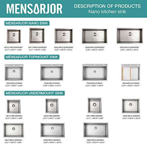 Kitchen Sink, Mensarjor 32'' X 19'' Undermount Single Bowl 16 Gauge Stainless Steel Kitchen Sink With Accessories #TOP6