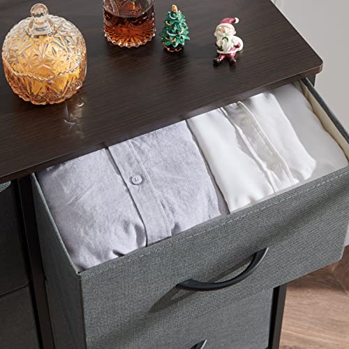 Somdot-Dresser-for-Bedroom-with-8-Drawers-4-Tier-Wide-Storage-Chest-of-Drawers-with-Removable-Fabric-Bins-for-Closet-Nursery-Bedside-Living-Room-Laundry-Entryway-Hallway-Charcoal-GreyDark-Walnut