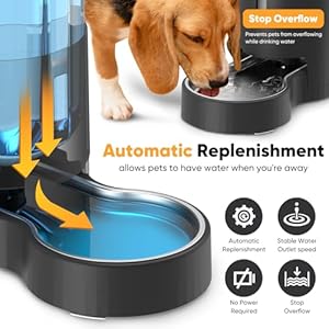 7L Automatic Dog Water Dispenser Bowl, Gravity Pet Water Dispenser with Stainless Steel Bowl, 1.85 Gallon Large Capacity Water Feeder for Dogs Cats(7L Without Filter Black) 7L Automatic Dog Water Dispenser Bowl Gravity Pet Water Dispenser with Stainless Steel Bowl 185 Gallon Large Capacity Water Feeder for Dogs Cats7L Without Filter Black