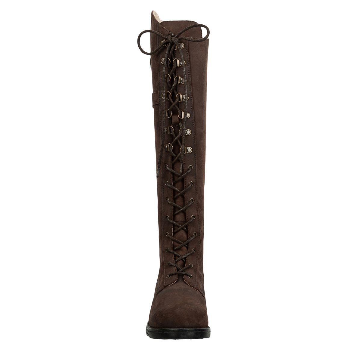 SUEDWIND FOOTWEAR Winter Reitstiefel Longford Waterproof – Lederstiefel zum Reiten – Damen Stiefel mit Polo-Schnürung, Reißverschluss & Winter-Teddyfell – schwarz o. braun – Gr. 36-43
