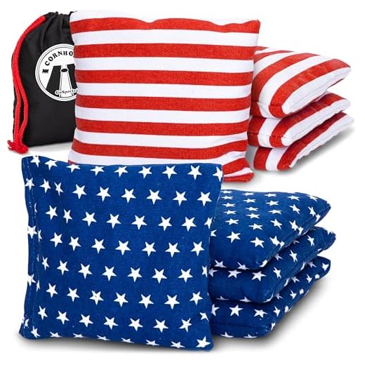 GoSports CH-BAGS-8-AMERICA Official Regulation Cornhole Bean Bags Set (8 All Weather Bags) - Red/Blue & American