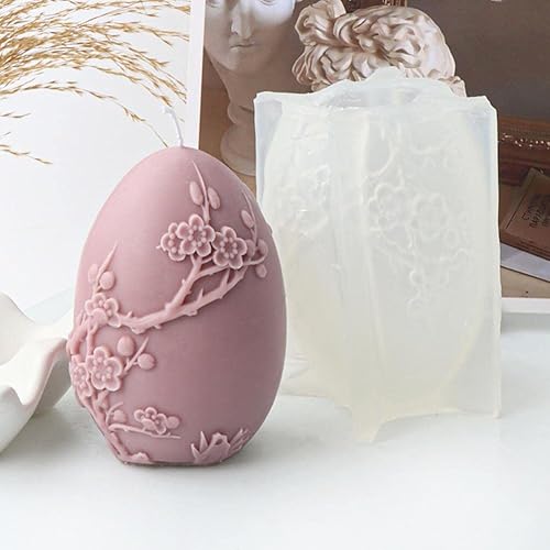 Miniatura 1 de CZQIKEDA Molde de silicona para velas de huevos de Pascua, molde de silicona de huevo de simulación de encaje 3D, molde de silicona para hornear