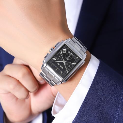 Image of SKMEI Luxury Digital Watch for Men - Quartz Analog-Digital Display, Stainless Steel & Leather Strap, Waterproof 3ATM, Stopwatch, Date, Stylish Fashion Watch for Casual & Formal Wear - 2339