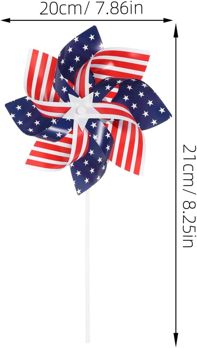 6Pcs Patriotic Flag Pinwheels Garden Windmill Decor 8-Inch Outdoor Yard Spinners for 4Th of July Celebration - Image 6