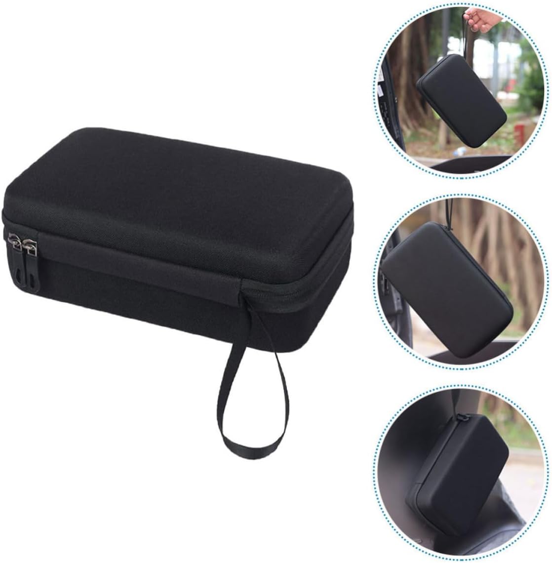 2pcs Portable Charger Case for Electric Vehicle Charging Cable Organizer Bag with Compression Protection and Easy Maintenance, Stylish Black Polyester and Eva Handbag for Hanging
