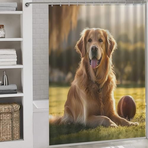 Rideau de douche chien 168x183 cm en polyester imperméable lavable - 2
