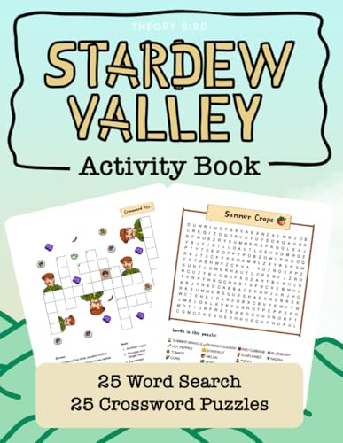 Best Stardew Valley Activity Book - 25 Word Search and 25 Crossword Puzzles - Perfect for Stardew Valley Fans - Makes a great gift