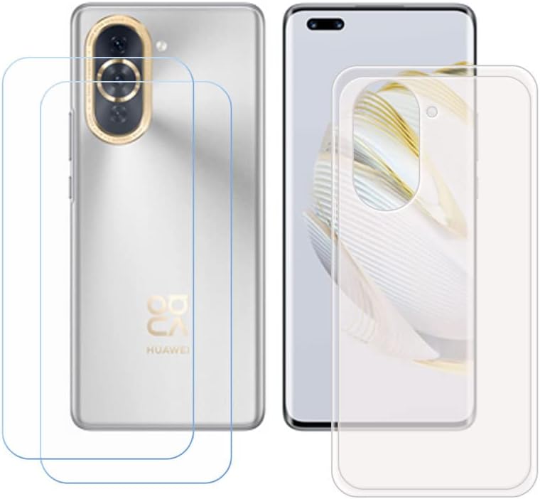 YZKJSZ Funda para Huawei Nova 10 Pro Cover + 2 protectores de pantalla de vidrio templado, funda protectora de silicona TPU translúcida de gel suave