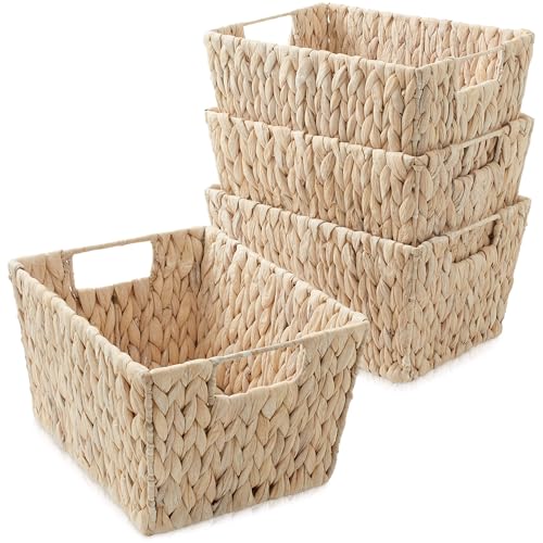 Casafield Set of 4 Water Hyacinth Storage Baskets with Handles