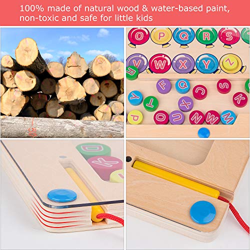 Gamenote Alphabet Maze Board, Wooden Matching Letter Game for