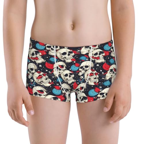 Boys' Cotton Boxer Brief Soft Underwear-Rock Record Skull Artist