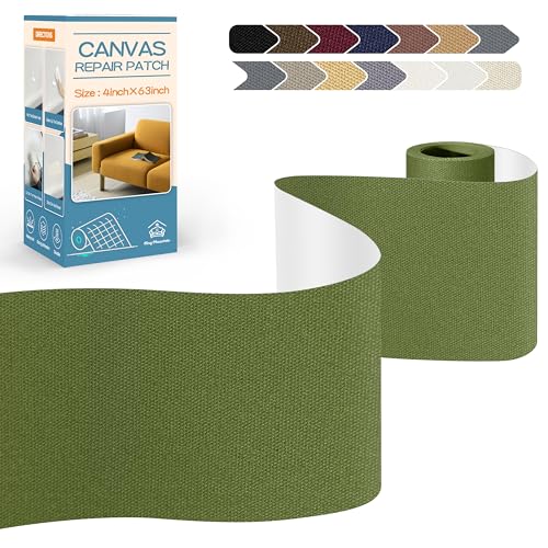 KING MOUNTAIN Canvas Repair Tape,Outdoor Gear Patch, 4×63 Inches,Waterproof,Self-Adhesive for Repairing Boat Covers,Sun Shades,Sofas,Tents,Lounge Chairs,Awnings (Grass Green)
