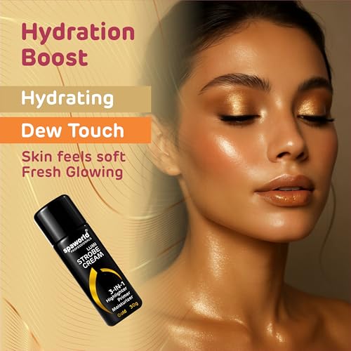 Image of Strobe Cream For Face Gold (30g) | Superb Radiant Combo | Highlighter + Primer + Moisturizer | Hydrating & Illuminating Makeup Base for Instant Glow (Gold)