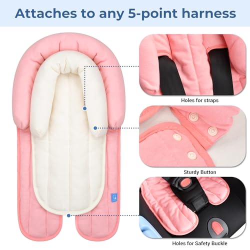 Image of COOLBEBE 2-in-1 Newborn Baby Car Seat Insert, Infant Head Support Pad | Extra Soft Breathable Cushion Pad for Strollers, Swings, Babybody Support Cushion