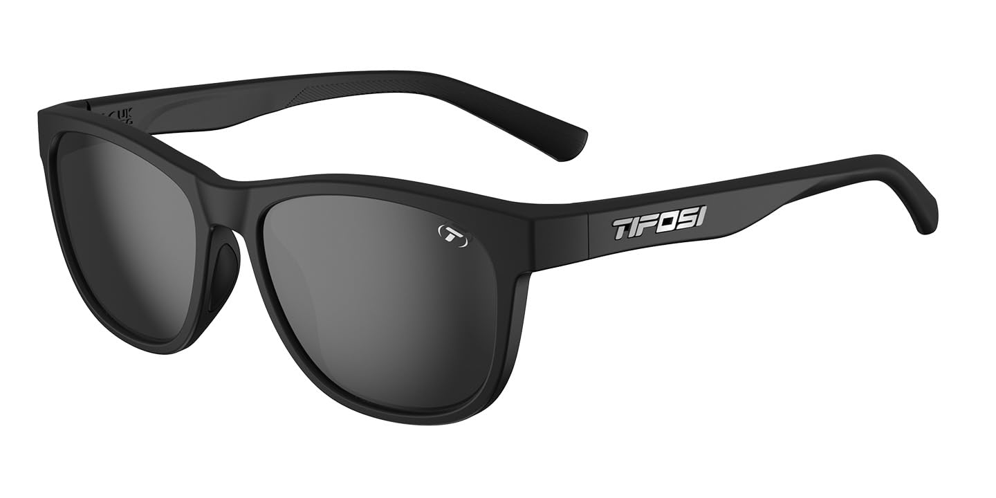 Tifosi, Swank Satin Black Sunglasses-​Smoke Polarized Occhiali, Taglia unica Uomo