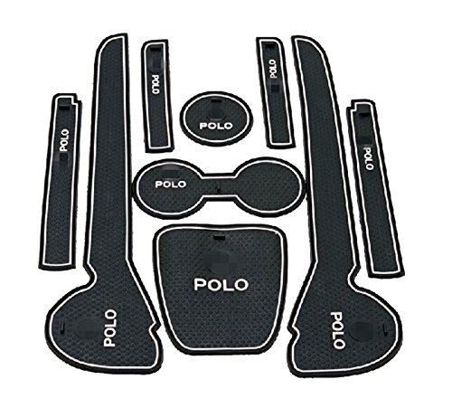 Protrex UK Polo MK5 (2011-17) Non-Slip Door Bins Mats and Cup Holder Mat Set. (Luminous White)