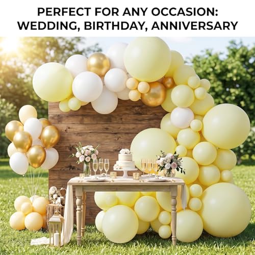 Image of Pastel Yellow Balloons, 114pcs Light Yellow Balloons Garland Arch Kit, 18 12 10 5 inch Pale Yellow Balloon for Sunshine Baby Shower, Bee Theme Birthday, Gender Reveal