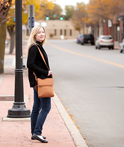 Aapporto Tablet Bag For Ipad Air Or Galaxy Tab S3 Plus Tablets Up To 10.1 Inches - Brown Canvas With Genuine Leather Trim - Vertical Purse - Shoulder Strap With Matching Fabric - Zip Pockets #TOP1