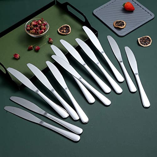 Image of Convay Stainless Steel Butter Knives Set of 12 with Pearled Edge Design | Premium Dinner Knife for Spreading Butter, Jam & Cheese | Rust-Resistant Cutlery for Home, Kitchen & Dining