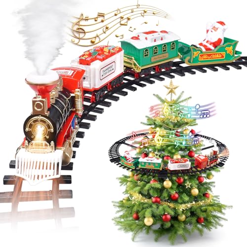 Christmas Train Set 2 in 1 Hanging Around The Tree Train Toys for Toddlers with Luxury Track & Sound and Smoke,Train Toy Set Around & Under The Christmas Tree, Best Indoor Christmas Decoration by TFHUGFHG - Used condition - US$12.50