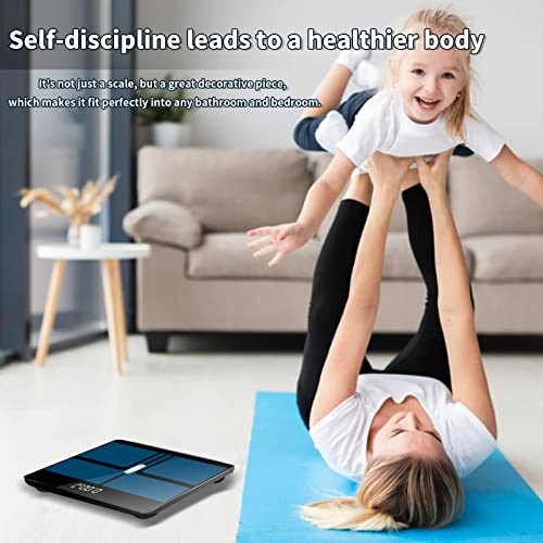 Bathroom Scale For Body Weight, Yoncon Digital Weight Scale Upgrade Tempered Glass, Led Display, Large Platform, Round Design, Temperature Detection, For Yoga, Fat Loss Etc, High Accuracy 0.1Lb/440Lb #TOP3