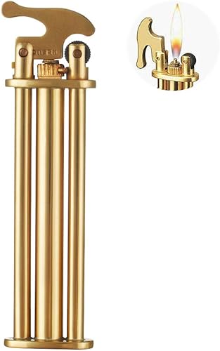 Encendedor de cigarrillos, con llama de antorcha, de butano recargable, resistente al viento, cobre puro, butano no incluido