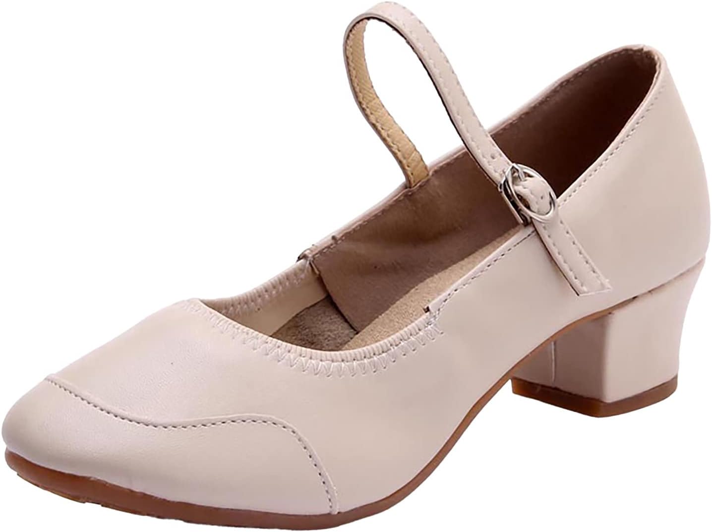 Mary Jane Dance Shoes For Women Womens Dance Shoes Low Heel Closed Toe Jazz Shoe With Leather Upper Ballet Practice Heels For Student Ballroom Latin Pumps Chunky Block Samba Heels For Prom