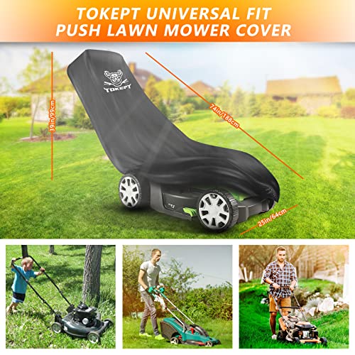 Tokept Upgraded Heavy Duty Waterproof Material 300D Walk-Behind Lawn Mower Cover With Windproof Buckle For Respective Bad Weather Xl #TOP1