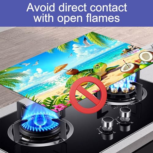 Image of HOMETITUTE Summer Stove Top Cover 28x20 Tropical Sea Turtle Heat Resistant