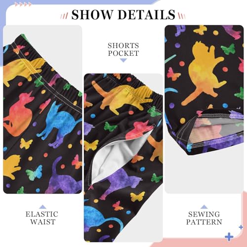 Galaxy Cat Butterfly Boys Long Pants Soft Trousers Elastic Waist Kids Lounge Bottoms with Pockets S-XL4