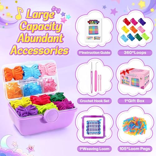 Image of 478Pcs Weaving Loom Kit, Knitting Loom with Binding Needles & Colored Rings | Perfect for Making Handbags, Craft Potholders and Friendship Bracelets, Ideal Gift for Craft Enthusiasts