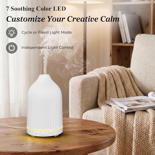 Image of URPOWER 300ML Essential Oil Diffusers for Home Ultrasonic Aromatherapy Diffuser Up to 10hrs with 7-Color LED Lights Auto Shut-Off High /Low Mist - Diffuser Oil Machine Humidifiers for Bedroom Office