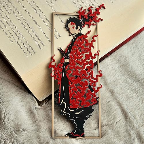 Image of 3D Tanjiro Demon Slayer Layered Bookmark | Red & Black Anime-Inspired Book Mark for Books, Comics and Cartooning | Collectible Gift for Readers & Book Lovers | Unique 3D Design (15 x 5 cm)