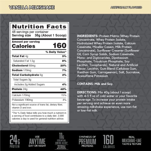 Image of BSN SYNTHA-6 EDGE Protein Powder, Vanilla Flavored Powder with Hydrolyzed Whey, Micellar Casein, for Muscle Gain, Low Sugar, 24g Protein, Vanilla Milkshake, 48 Servings, 4.01 Pound (Pack of 1)