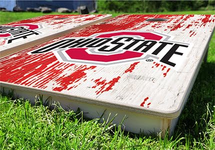 Ohio State Buckeyes Distressed Premium Pro Cornhole Bean Bag Toss Game 24x48 with 8 Regulation 16oz Bags