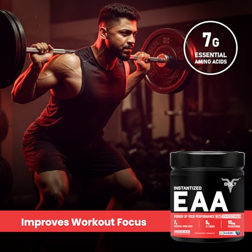 Image of Bolt EAA 300gm, 30 Servings|Nine Essential Amino Acid with BCAA 5000|EAA Supplement for Men & Women- Blueberry Blast
