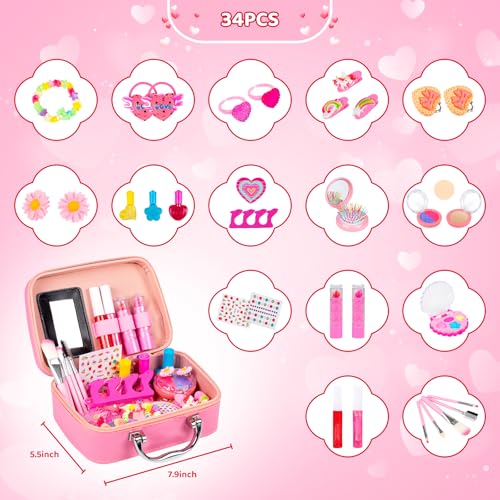 Kids Makeup Sets for Girls 5-8,Washable Mermaid Play Makeup for Kids 3-5, Little Girls Makeup Kit for Age 4-6 Toddler Children Princess,Christmas Birthday Gift Toys for Girl 7 8 9 10 Year Old
