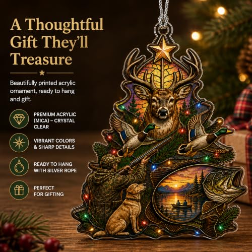 Image of Deer Hunting Christmas Ornament 2026, Fishing Tree Ornament, Rustic Wildlife Decor, Deer Hunter Gift, Cabin Holiday Keepsake
