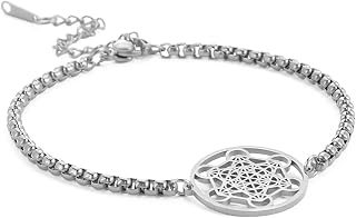 Metatron’s Cube Bracelet for Women Men Stainless Steel Archangel Metatron Cube Bracelet Sacred Geometry Talisman Jewelry