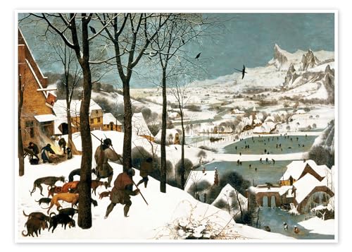Chasseurs dans la neige poster Brueghel grand tableau décoration murale salon vide