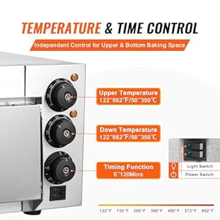 VEVOR Forno per Pizza Commerciale da Banco, 406 mm Singlo Piano, Forno Elettrico per Pizza in Acciaio Inox con Pietra e Maniglia, Macchina per Pizza Interna per Ristorante, Forno per Pizza a Casa