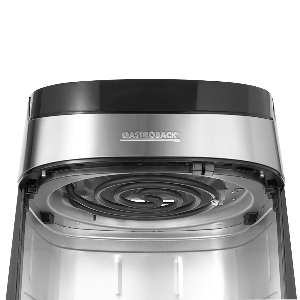 GASTROBACK #42582 Design Heißluftfritteuse Air Pro, Air Fryer mit 3,7 Liter Füllvolumen, 8 voreingestellte Programme, Touch-Bedienfeld, Schwarz-silber