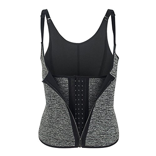 NHEIMA Fajas Reductoras Adelgazantes Mujer, Corset Reductor Adelgazante de Neoprene - Sudoración para Adelgazar, Reducir Cintura y Abdomen - Camisetas Deporte Mujer Fitness (XL, Gris)