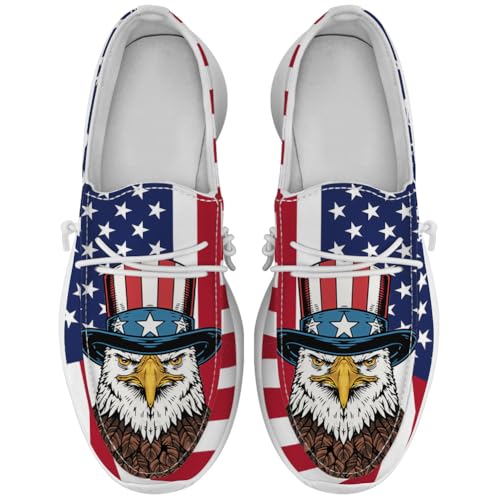 Quorax Loafers for Women Men Red White Blue Slip-on Shoes Patriotic Sneakers Gifts for Men Women