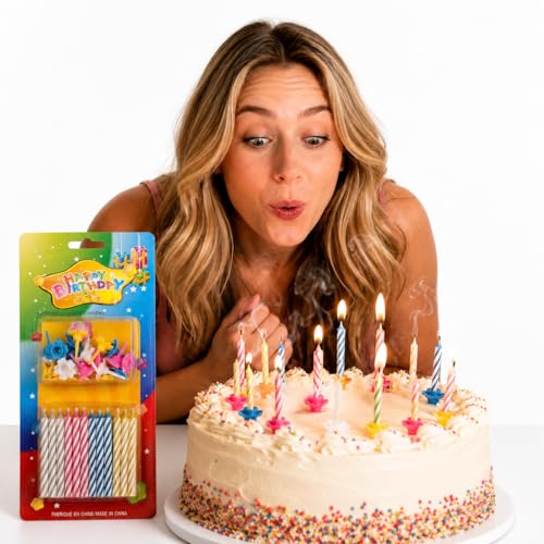 Magic Relighting Birthday Candles 24 Pcs Relight After Blow Out Cake Candles Funny Surprise Birthday